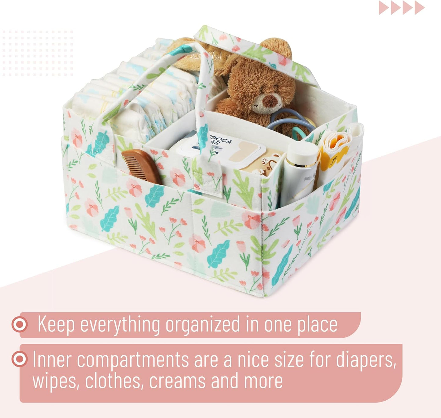 Mr. Pen- Baby Diaper Caddy Organizer, Blooming Palette, Nursery Storage Bin and Car Organizer for Diapers and Baby Wipes