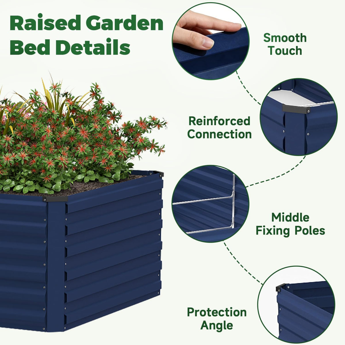NAVINE 8x4x2ft Outdoor Metal Raised Garden Bed, Metal Planter Box, 4-Pack