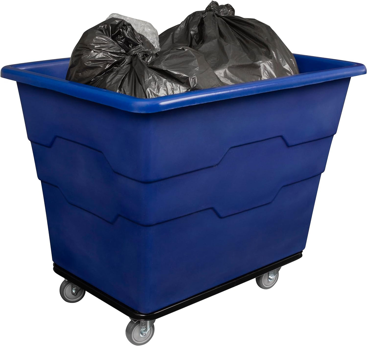 ReadySpace Commercial 16 Bushel Utility Cart with Steel Base, Poly Box Basket Truck, Laundry Cart, and Rolling Trash Bin, 47-Inch x 34.75-Inch x 35.5-Inch, 1000 Pound Weight Capacity, Blue