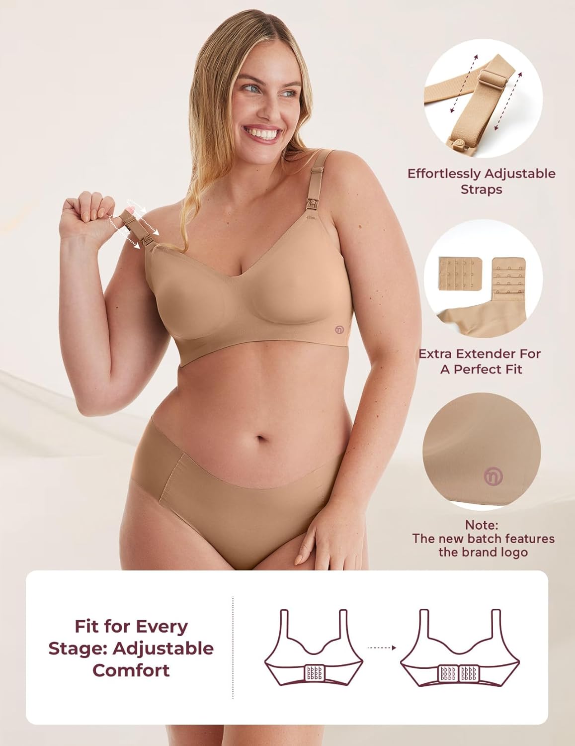 Momcozy Nursing Bras for Breastfeeding, YN21 Seamless Ultra Comfort Maternity Bra, Natural Shape, Pregnancy Sleep Bralette