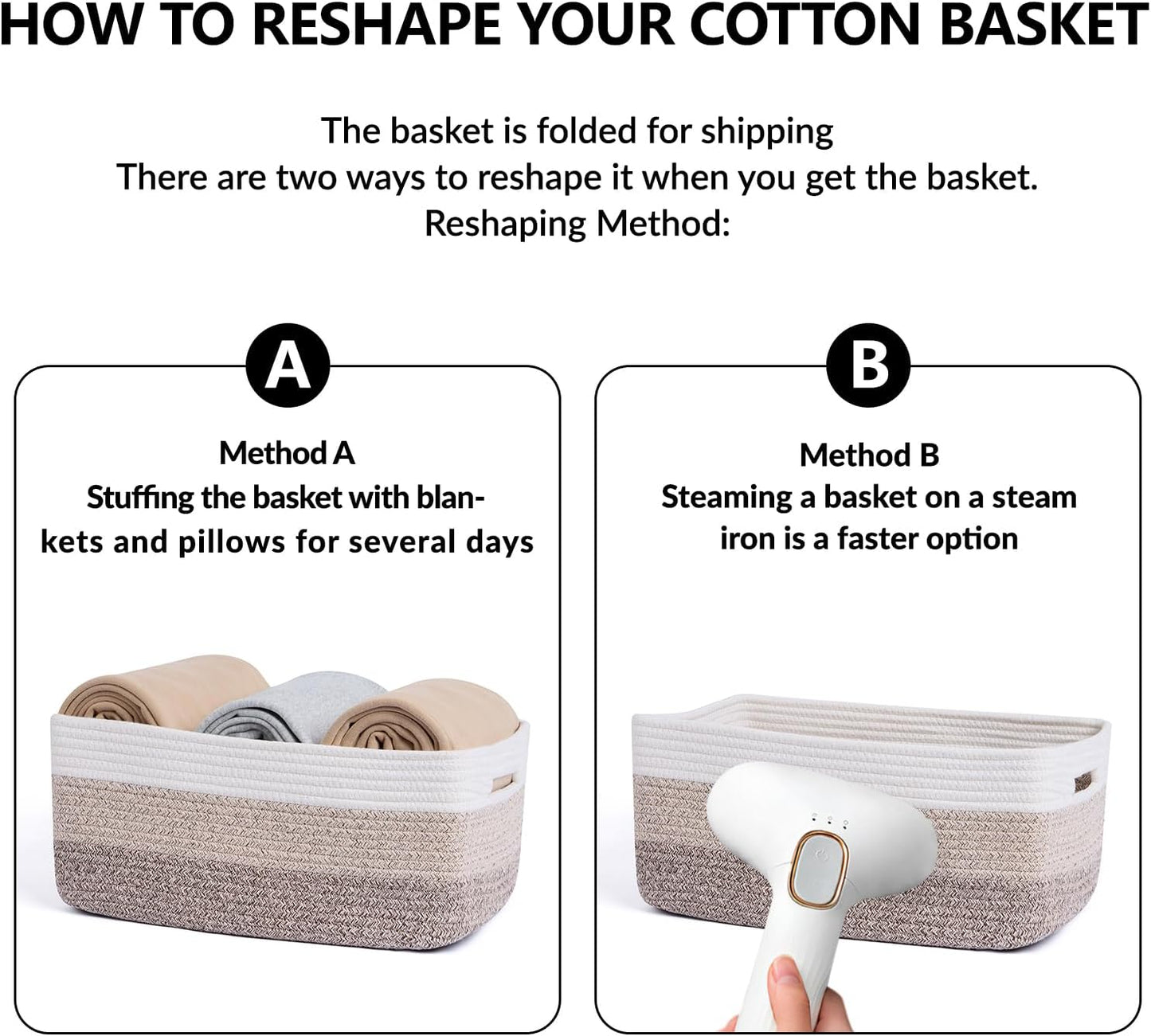 MiniArk Large Storage Baskets for Shelves, 17 x 13 x 7.5” Closet Organizers Bins for Clothes Blanket Towels, Baby Nursery, Toy Baskets Box, Woven Rope Baskets, 2 Packs Gradient Brown