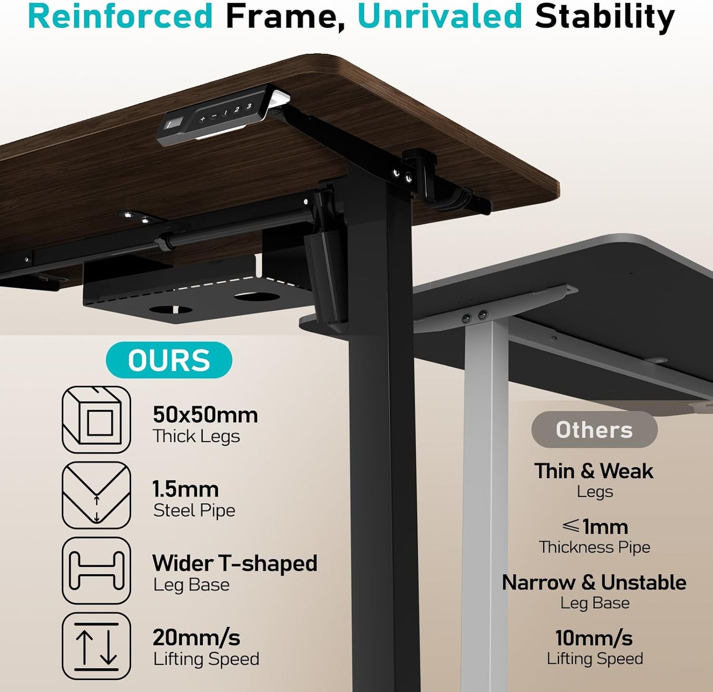 35" Electric Standing Desk Adjustable Height, Small Sit Stand Desk for Home Office & Computer Workstation, Compact Work Desk with Cable Management (Dark Walnut)