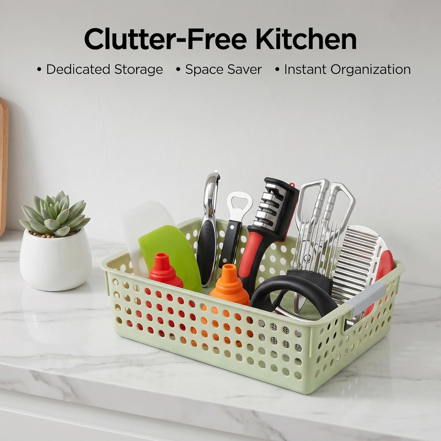 13-Piece Kitchen Gadget Set (Includes Storage Basket) — Features Kitchen Shears, Garlic Press, Knife Sharpener, Julienne Peeler, Standard Peeler, Anti-Scald Tongs, and Bottle Opener — A Home Essential