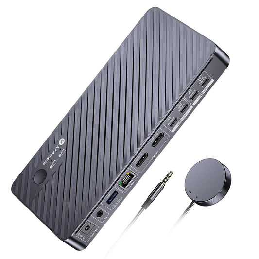 AV Access KVM Switch Docking Station 2 Monitors 2 Laptops, 4K Dual Display