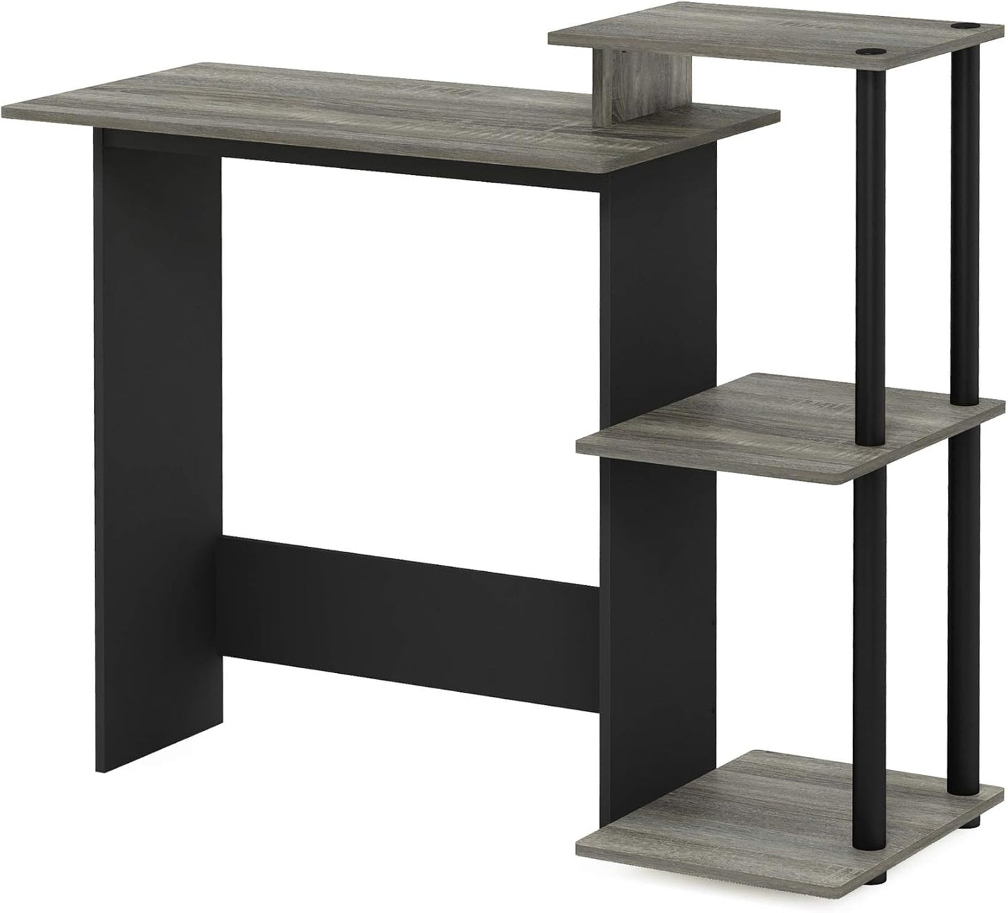 Furinno EFFICIENT Desk, 28.6" Wide Gaming Desk with 3 Open Side Shelves, Laptop Notebook Computer Desk, Office Desk for Home Office, Study Room, Dorm, Bedroom, French Oak