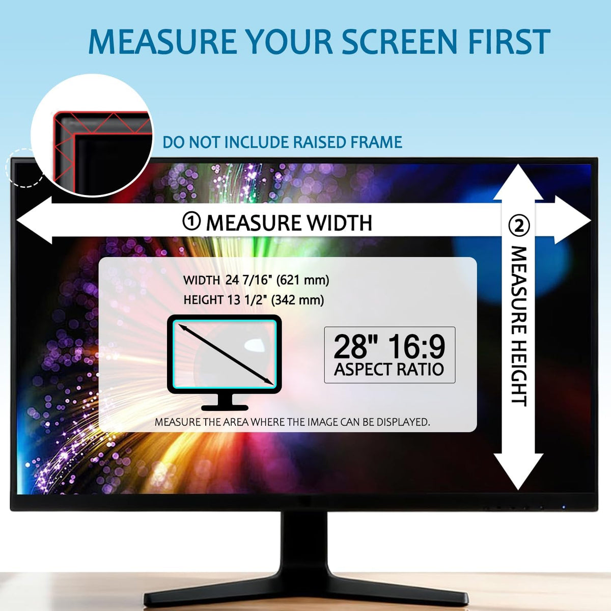 [2 Pack] 28 Inch Computer Privacy Screen for 16:9 Widescreen Monitor, Anti-Glare Privacy Filter, Removable Anti-Scratch Anti-Spy Screen Protector