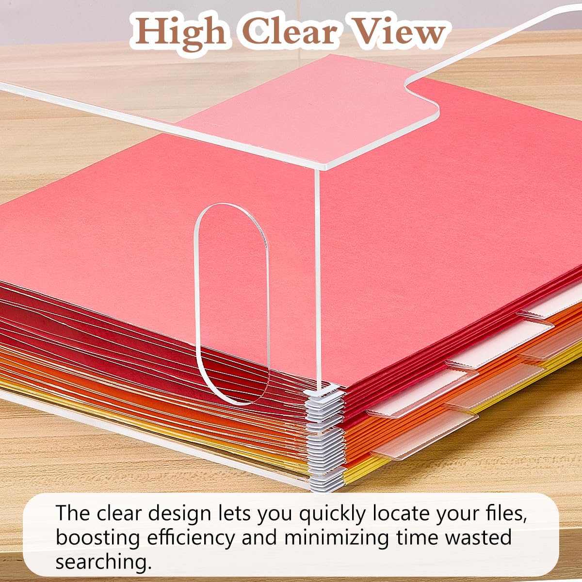 Jumyee Clear Acrylic File Folder Organizer with Handle