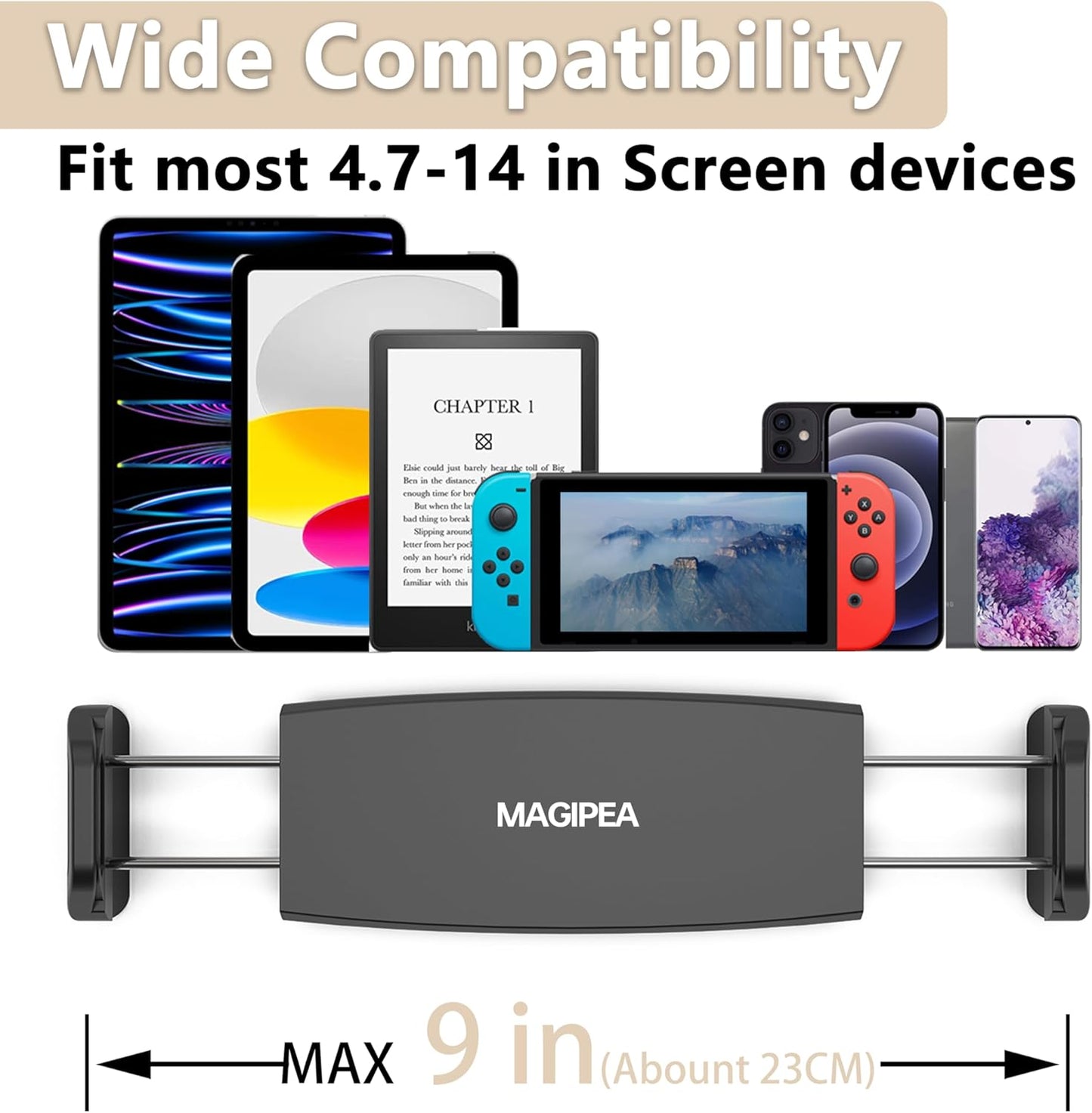 MAGIPEA Gooseneck Tablet Holder for Bed, Flexible Tablet Stand Holder with 360° Adjustable, Hands Free Tablet Mount Clip, Compatible with iPad/Kindle/Switch/Galaxy Tabs, More 4.7-13" Devices