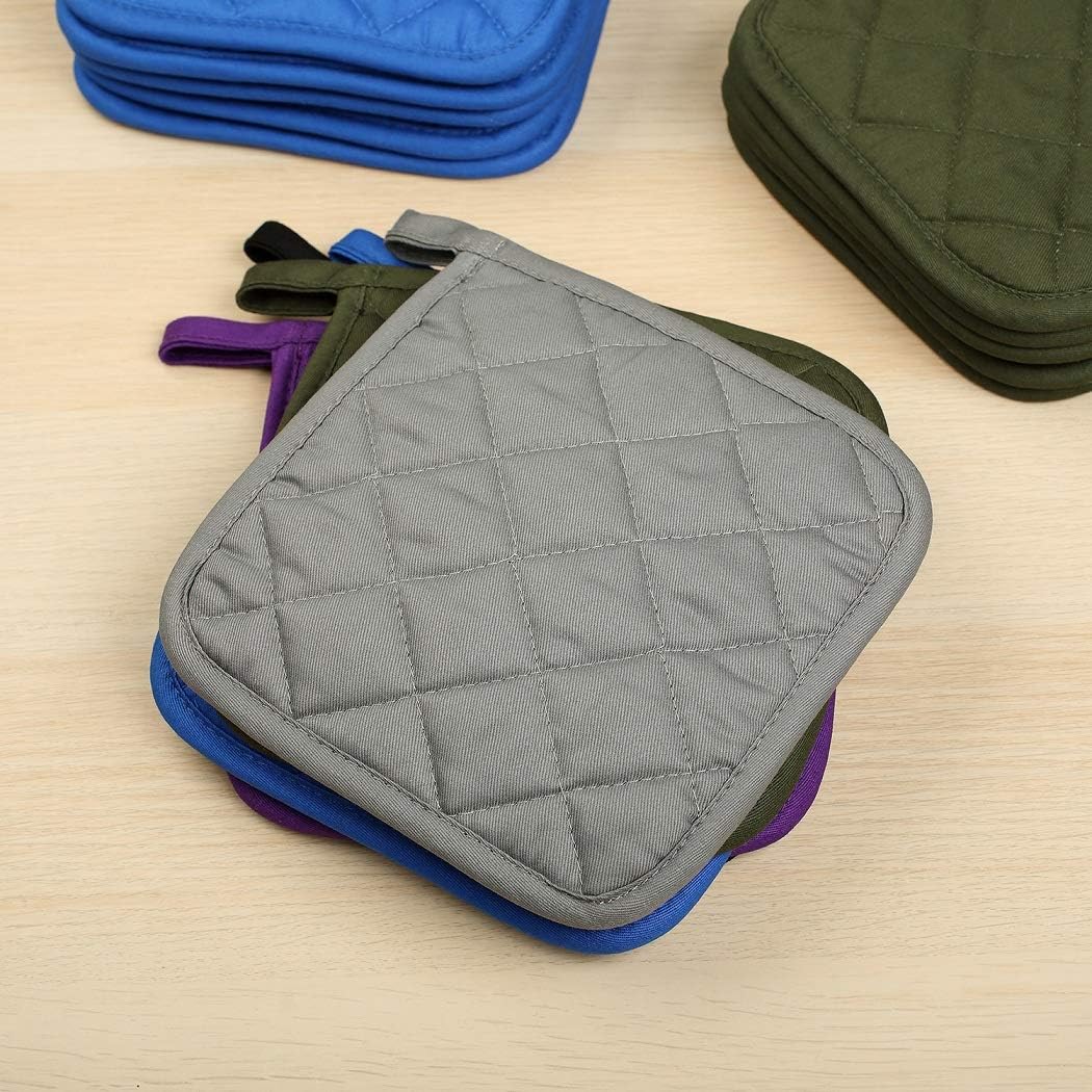 6 Pack Potholders Kitchen Pot Holders Set,Cotton Pot Holders for Kitchen 7 inch hot Pads,Heat Resistant Hot Pads for Cooking and Baking Dark Grey