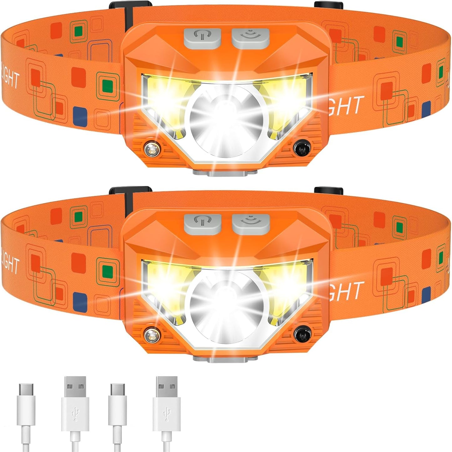 LHKNL Headlamp Flashlight,4-Pack Lumen Ultra Bright LED Rechargeable Headlight with White Red Light,Waterproof Motion Sensor Head Lamp,8 Mode for Outdoor Camping Running Cycling Fishing