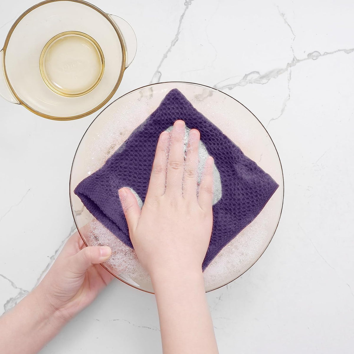 Homaxy 100% Cotton Waffle Weave Kitchen Dish Cloths 6-Pack, Eggplant