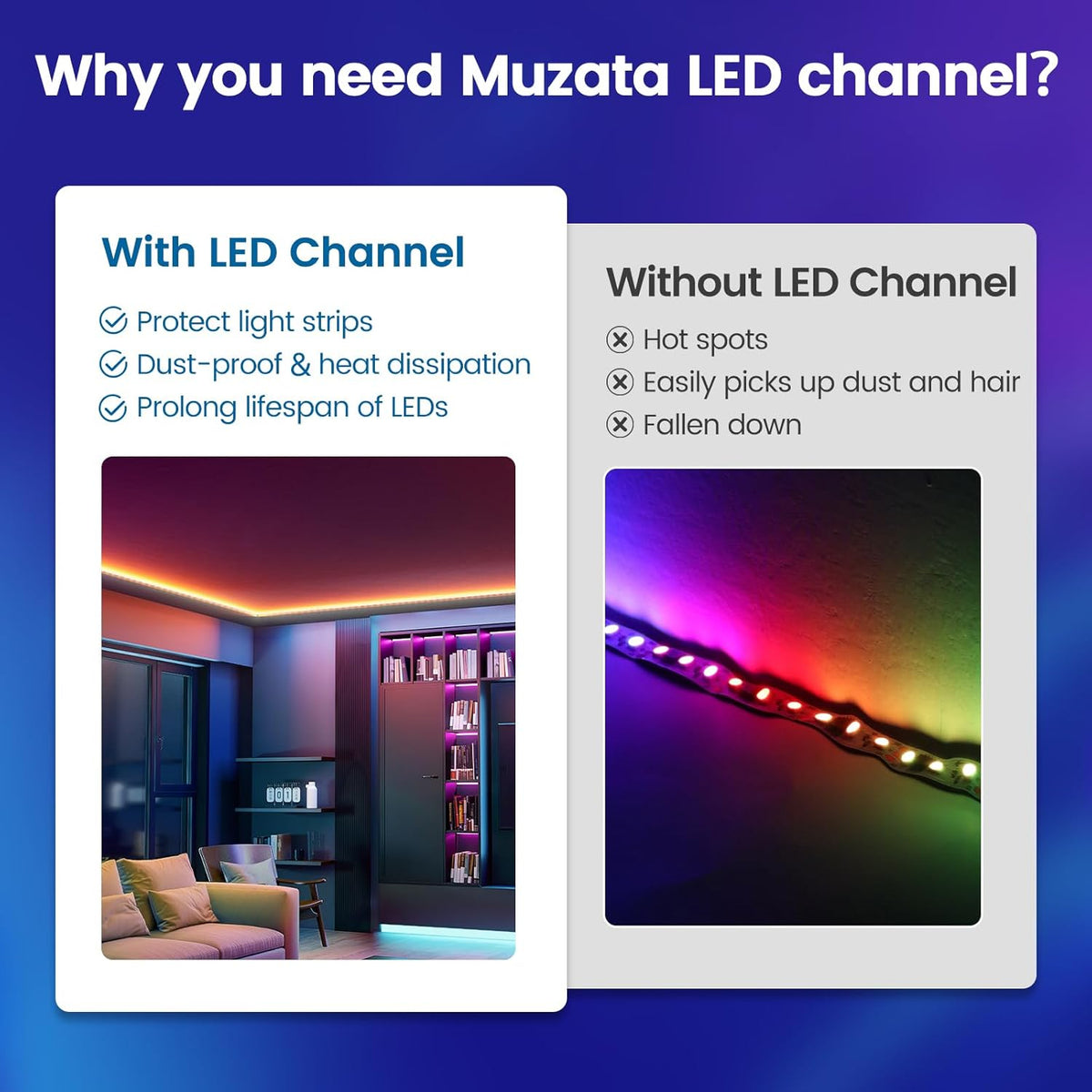 Muzata 20Pack 3.3FT Silver V-Shape Corner LED Channel Milky Cover V1SW WW