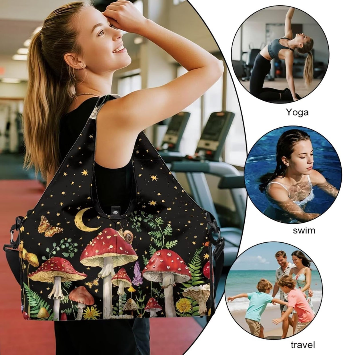 Yoga Mat Bag for Men Women Canvas Yoga Mat Carrier Take In Out Mat Easily for Beach Swim Bags Pool Sports Gym