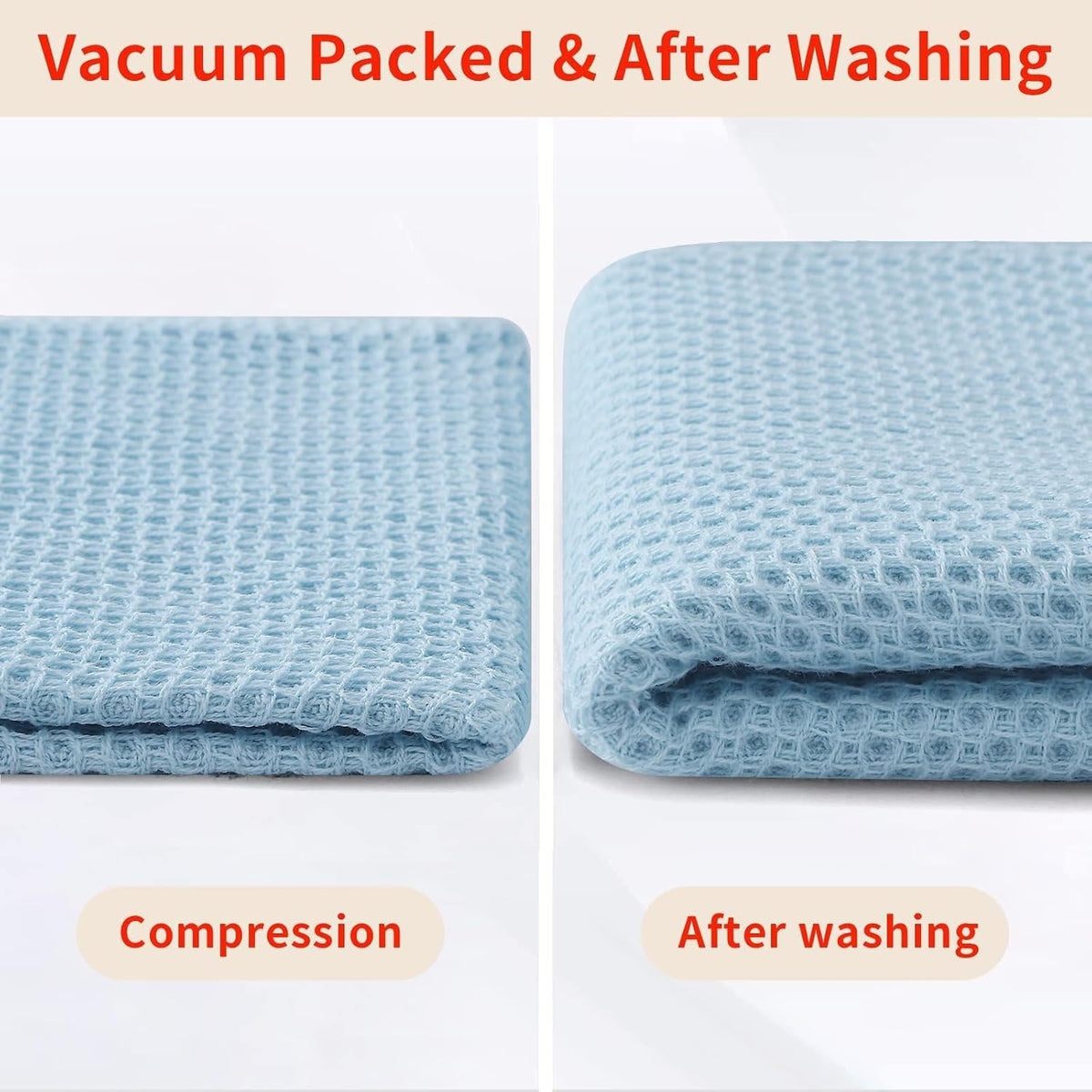 Homaxy 100% Cotton Waffle Weave Kitchen Dish Cloths 12-Pack, Sky Blue