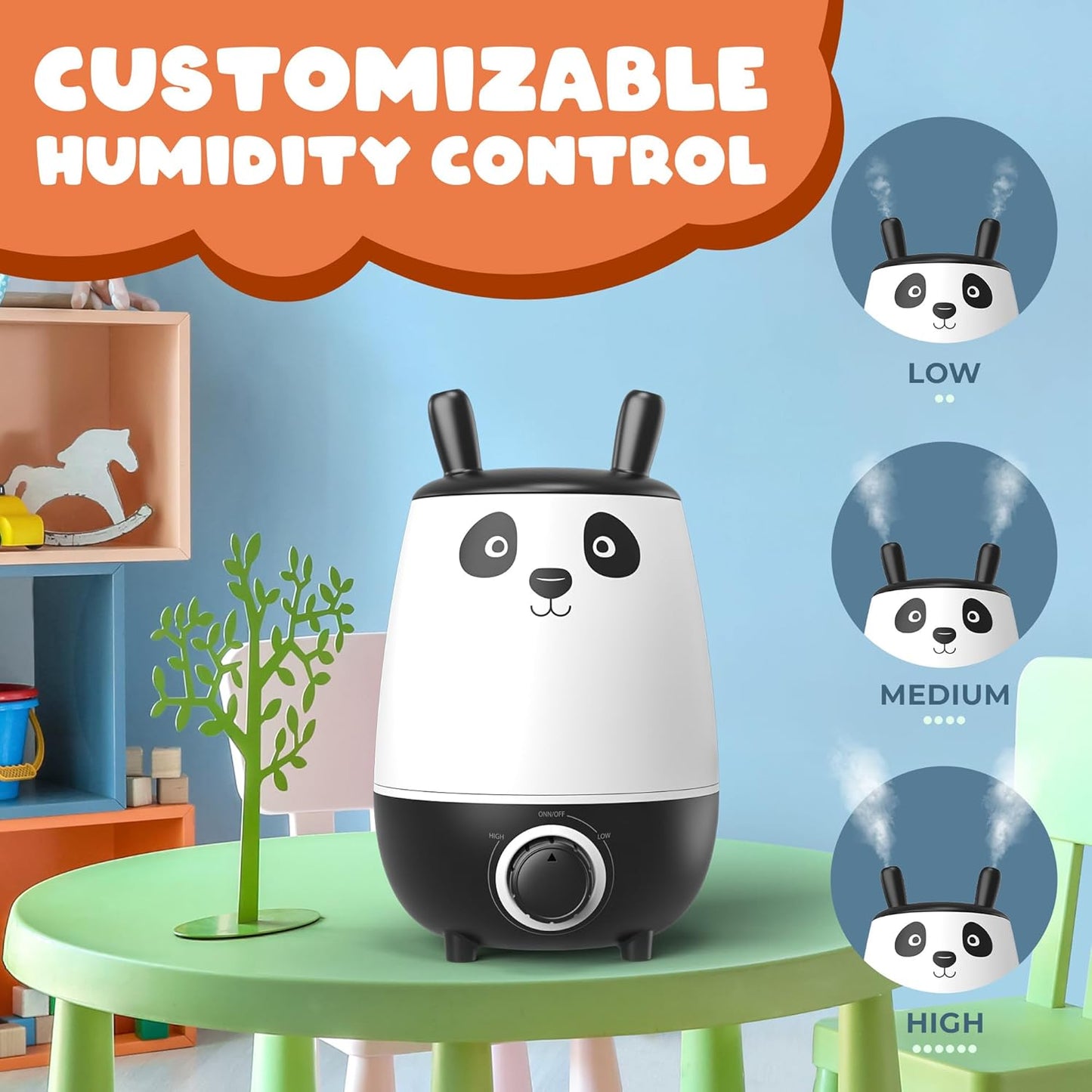 Everlasting Comfort 2.5L Kids Humidifiers for Bedroom - Easy to Clean 24HR Runtime No-Filter Quiet Kids & Baby Humidifier for Nursery, Home, Plants, Allergies, Dry Skin, Congestion, Indoor