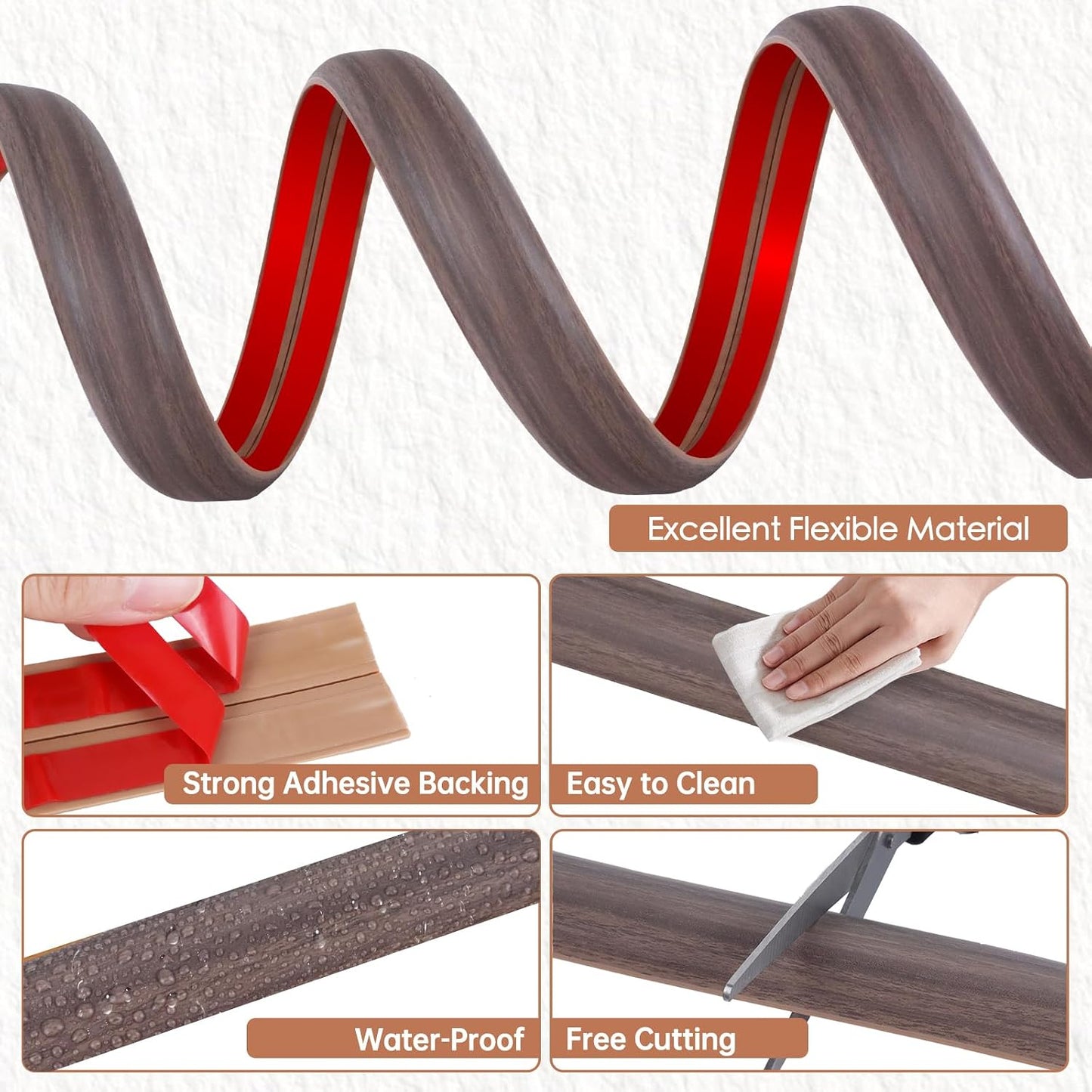 Floor Cord Cover for Wires on Floor Self Adhesive Cord Hider | Floor Cable Cover Floor Wire Covers for Cords Prevent Cable Trips, Cord Cavity W 0.51" x H 0.31", Grayish Brown Wood, 10Ft