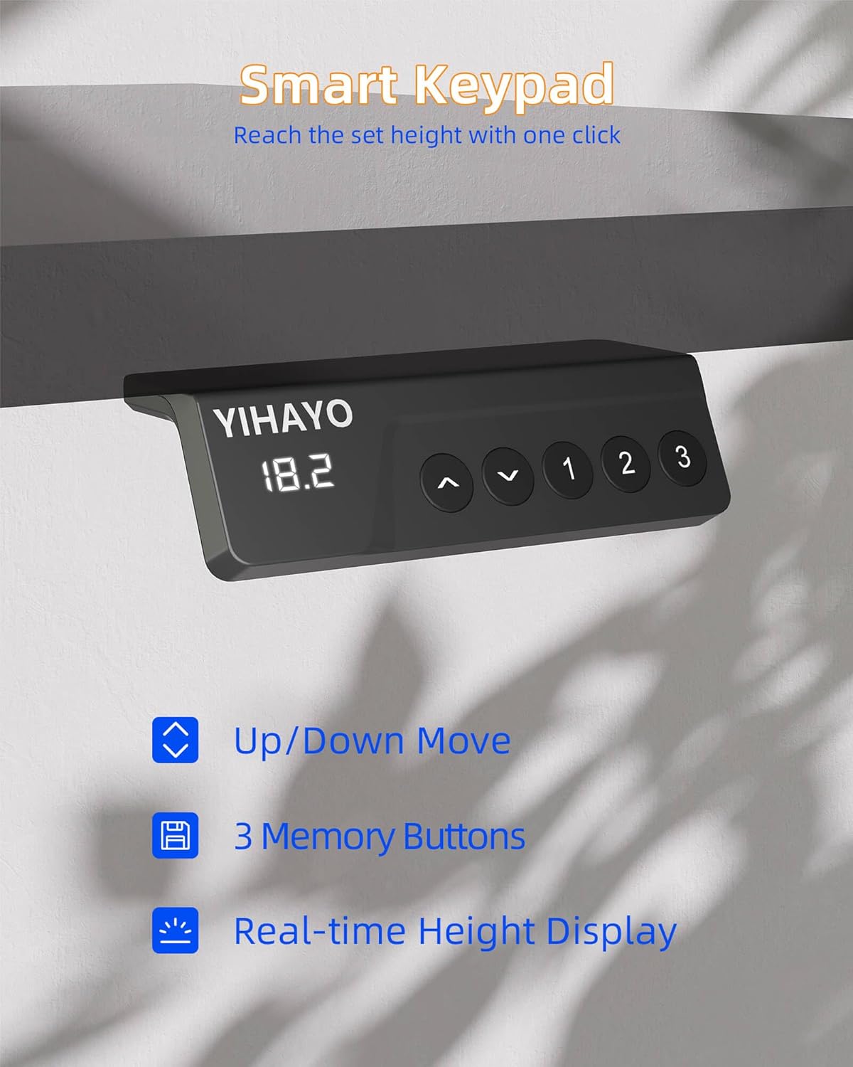 YIHAYO Low Height Adjustable Desk, Lifts 18.1-28.3 Inches, Electric Standing Desk for Short People, 48 x 24 Inches Computer Table with Splice Board for Home Office, Rustic Brown