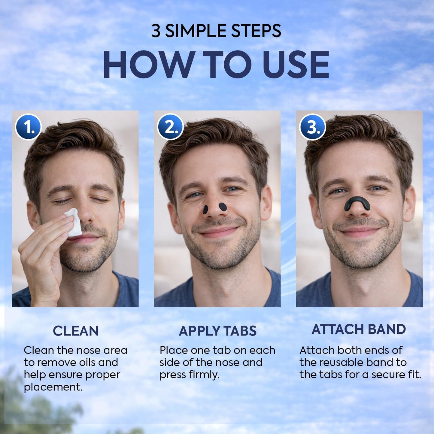 Premium Nasal Strips for Nighttime Sleep, Comfort-Fit Nose Strips with Skin-Friendly Adhesive for Men & Women (Black, Large)