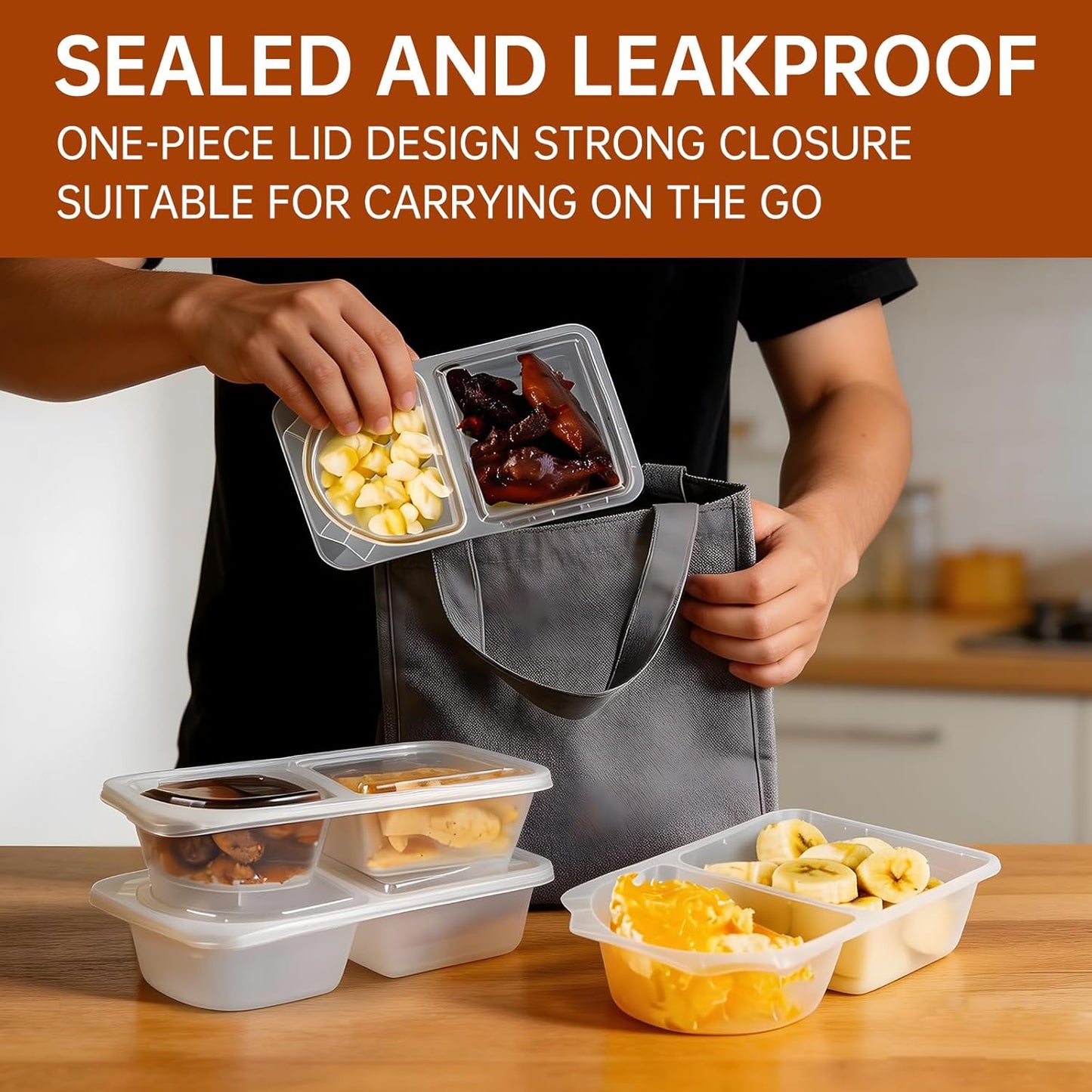 Reusable Snack Containers with Lids, Snack Containers, 20-Pack Snack Pack Containers, meal prep containers Double Compartment, Container Portion Control for On the Go Travel Essentials