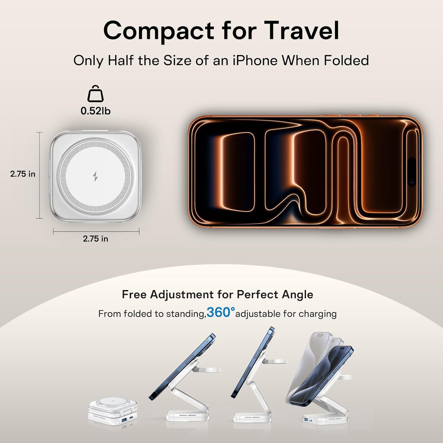 5-in-1 Wireless Charger for MagSafe, AC ISLAND Portable Travel Charging Station, 35W Max Qi2 Fast Foldable Magnetic Stand, Evolved for iPhone 17-12 Series, Apple Watch, AirPods (with 35W Adapter)