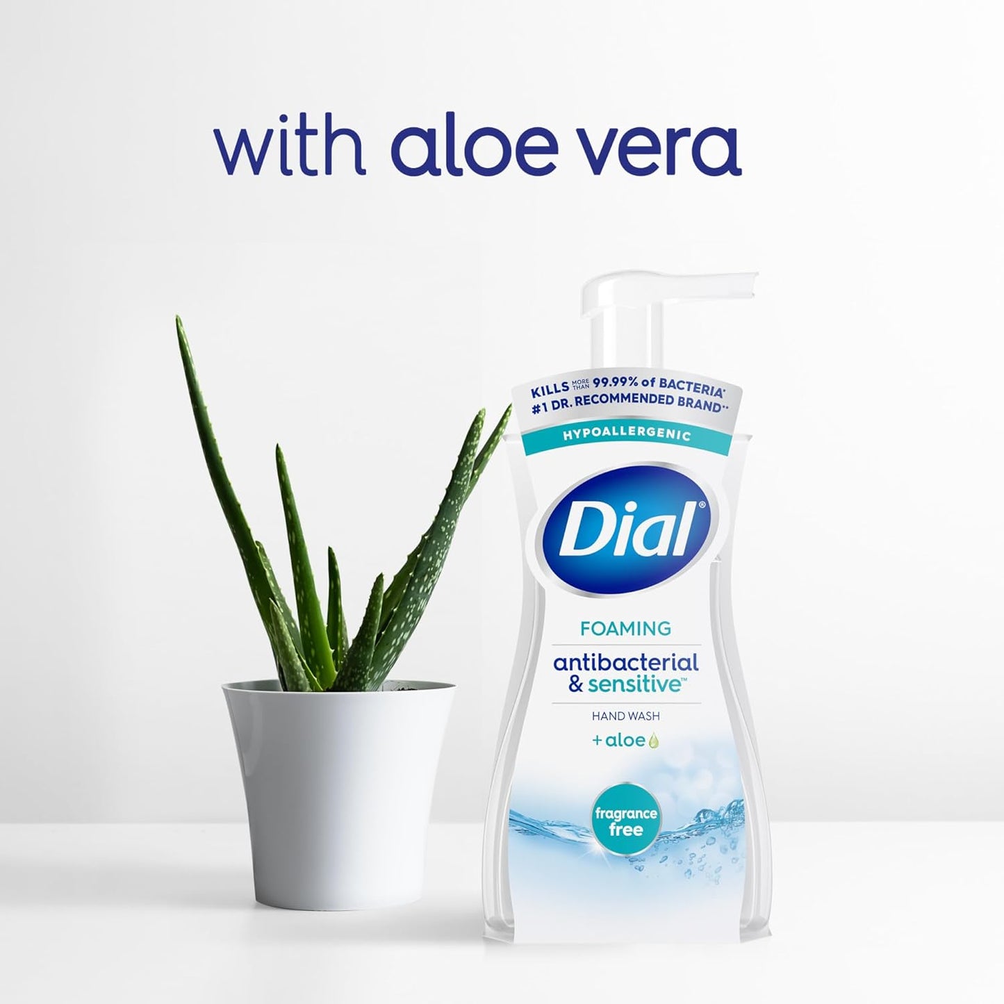 Dial Antibacterial Defense Foaming Hand Soap + Aloe, Fragrance Free, 7.5 Fl Oz (Pack of 6), Dermatologist-Tested Hand Wash, Gentle on Skin
