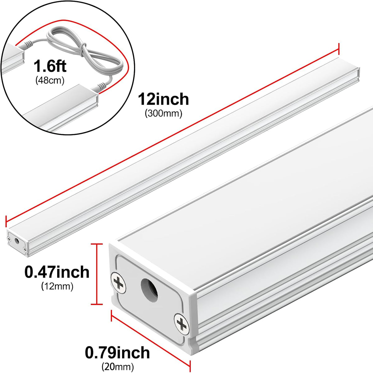 ASOKO Under Cabinet Lighting, 5000K Daylight, for Kitchen, Closet, 3-Pack