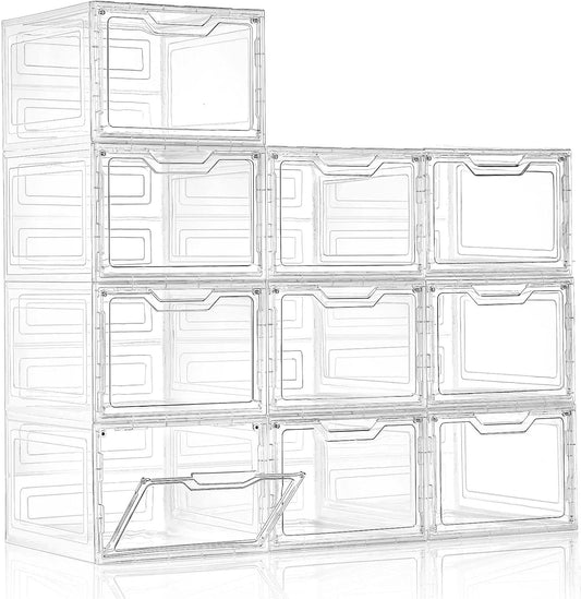 10 Pack Clear Storage Bins with Lids, 19 Qt Closet Organizers and Storage