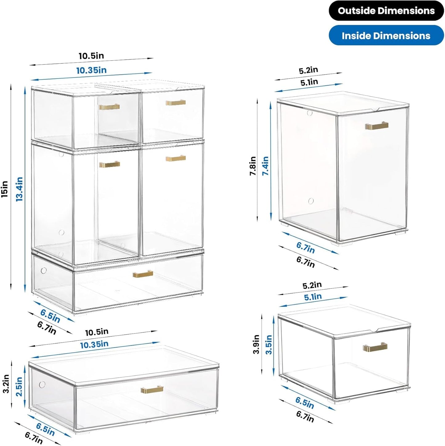 LALOBLUE Bottle Storage Organizer Baby, Set of 5 Stackable Storage Drawers for Bottles Station Organizer, Perfect for Makeup,Cabinet,Pantry Organization and Storage