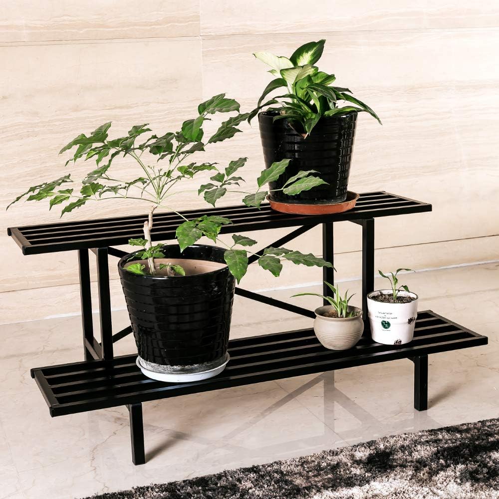 Zhongma 2 Tier Heavy Duty Metal Plant Stand Indoor & Outdoor easy assembly