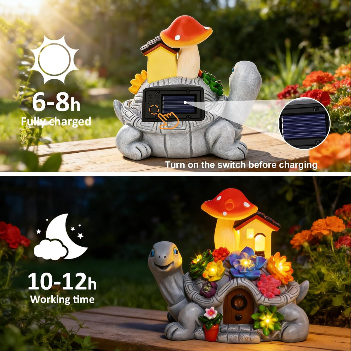 Solar Garden Decor Turtle, Birthday Gifts for Women Mom Grandma
