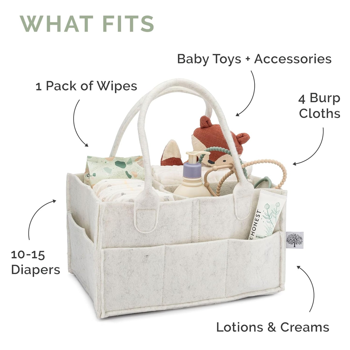 Parker Baby Diaper Caddy - Nursery Storage Bin and Car Organizer for Diapers and Baby Wipes - Sage Green, Regular