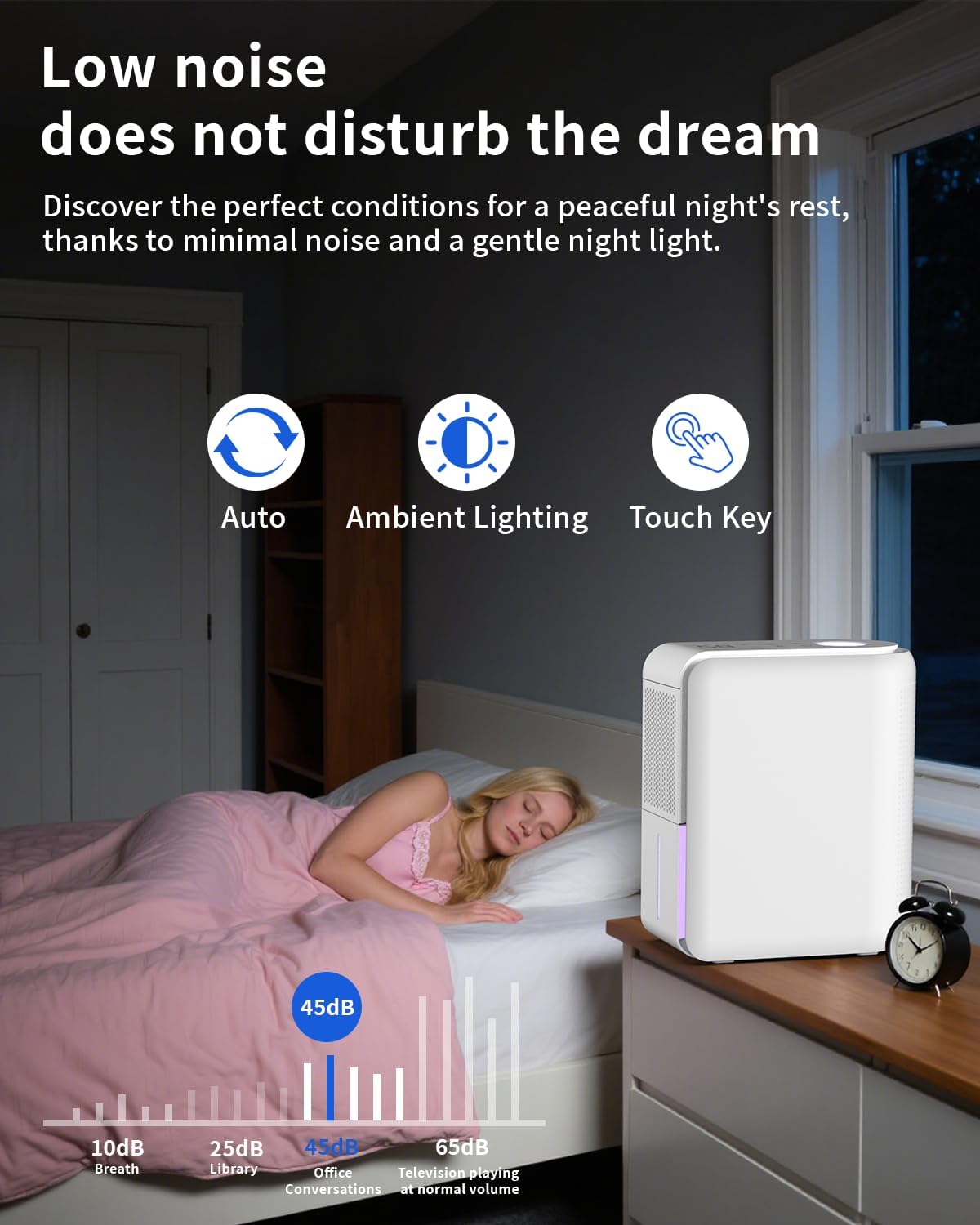 3 in 1 Dehumidifier, Humidifier & Aroma Diffuser with Air Combo One - 39Oz, Small Auto Purifier Humidity Control Quiet 27db Colorful Mist,for Bedroom/Study/Basemen/Bathroom/Home(350 sq.ft)