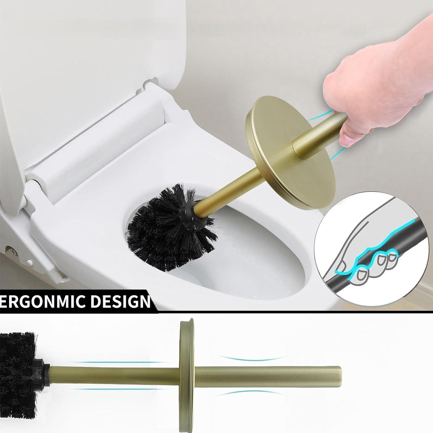 Vince Camuto Toilet Bowl Brush with Holder, Durable Bathroom Cleaning Tool, Modern Design for Easy Toilet Maintenance, Bathroom Cleaner Brush for Efficient Cleaning and Hygiene