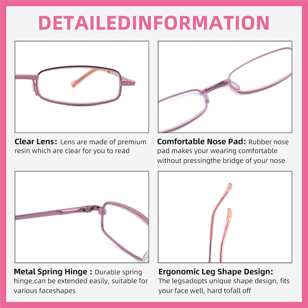 3 Pack Slim Pocket Reading Glasses for Men Women Blue Light Blocking Compact Readers Spring Hinge Metal Frame