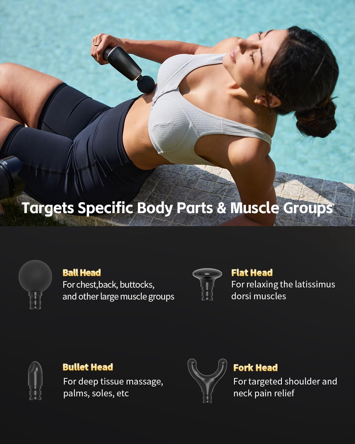 2-in-1 Detachable Massage Gun Deep Tissue with Extension Handle