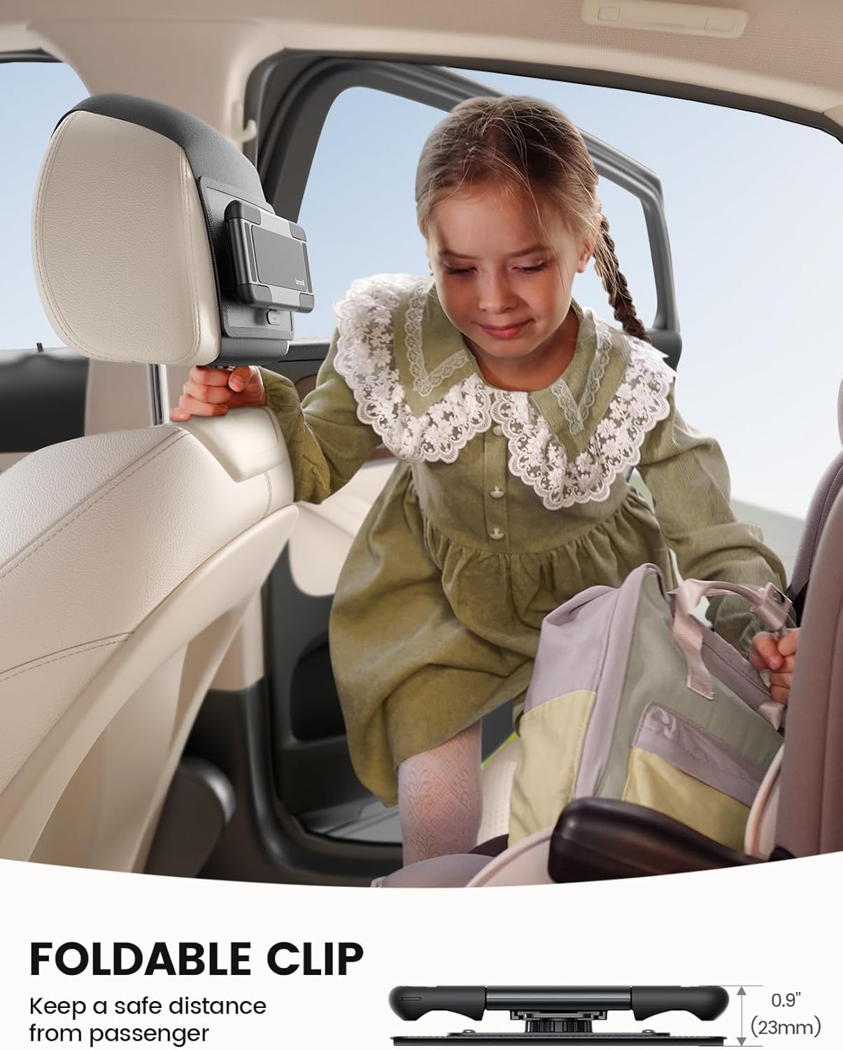 Lamicall Tablet Holder for Car Headrest - [Thick Case Friendly] [360° Rotation] Car Tablet Mount for Backseat, Road Trip Essentials for Kids, for iPad Pro, Air, Mini, Galaxy, Fire HD, 6.1-13" Tablets