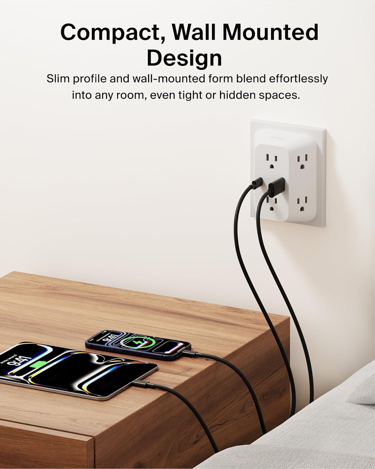 Belkin 6-Outlet Surge Protector Power Strip, USB-C & USB-A Ports w/ USB-C PD Fast Charge, ETL-Listed, Wall-Mountable w/ 6 AC Outlets, Overvoltage Protection, LED Indicator, 1,680 Joules of Protection