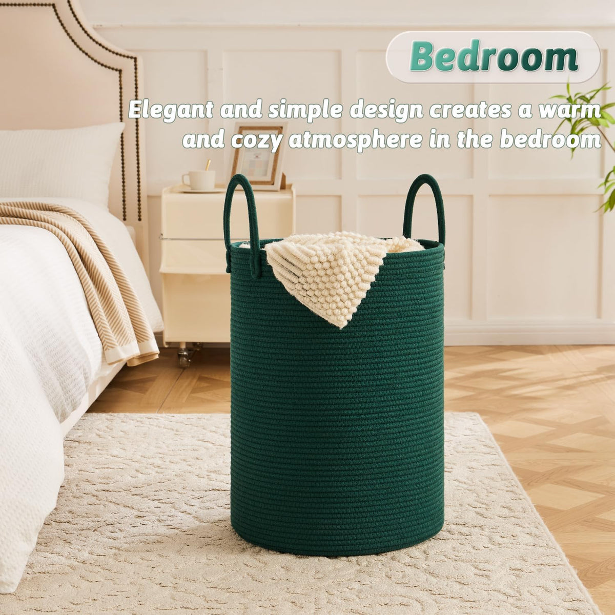 Artfeel Laundry Basket,Woven Cotton Rope Laundry Hamper,60L for Decorative Storage of Dirty Clothes,Toys and Blankets in Bathroom,Baby Room and Living Room