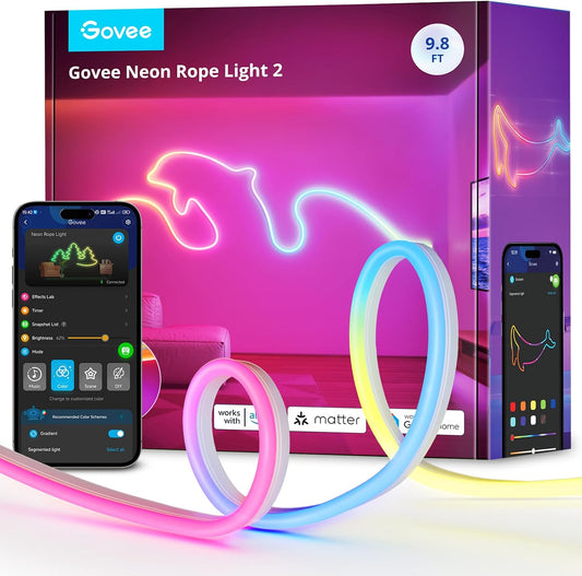 Govee RGBIC Neon Lights 9.8ft Works with Matter, Alexa, Google Assistant