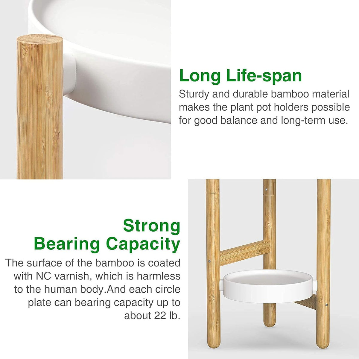 Wisuce Bamboo Plant Stand Indoor, 3 Tier Tall Corner Plant Shelf Table