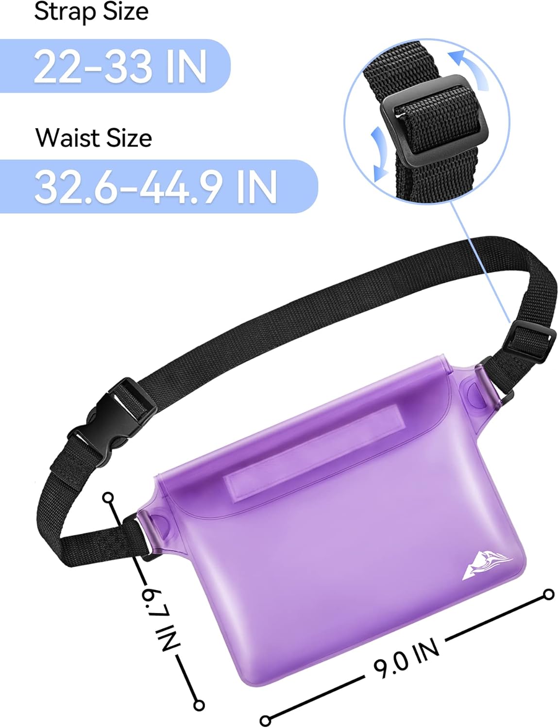 HEETA Waterproof Fanny Pack, Waterproof Pouch Dry Bag 2-Pack for Phone Passport Purse, Adjustable Waist Strap for Swimming Kayaking Boating Paddle Board Accessories Cruise Beach Camping Essentials