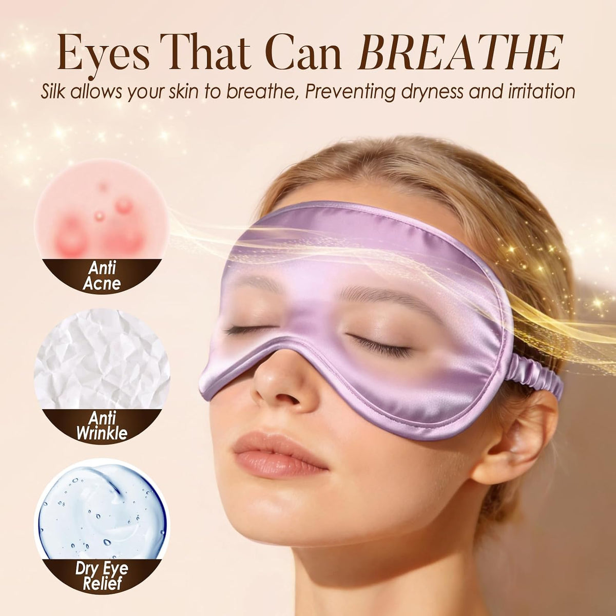 LULUSILK Mulberry Silk Sleep Eye Mask for Sleeping Women and Men, Lavender