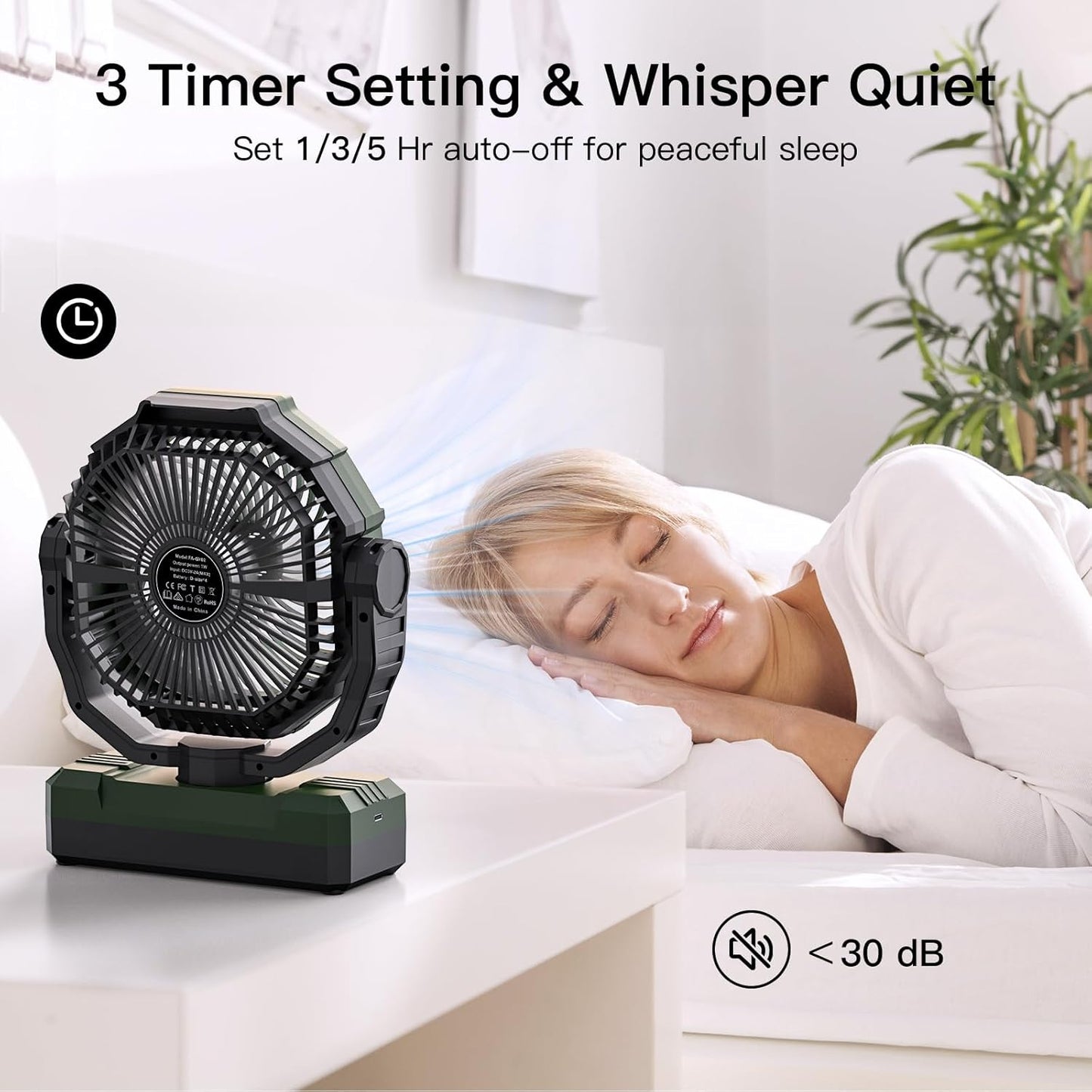 FRIZCOL 3-in-1 Camping Fan - Portable Fans Rechargeable - 24000mAh Battery Powered Fan with Light & Remote for Indoor, Outdoor, Tent, Travel, Fishing, Jobsite, Gifts for Men Dad Him - Green
