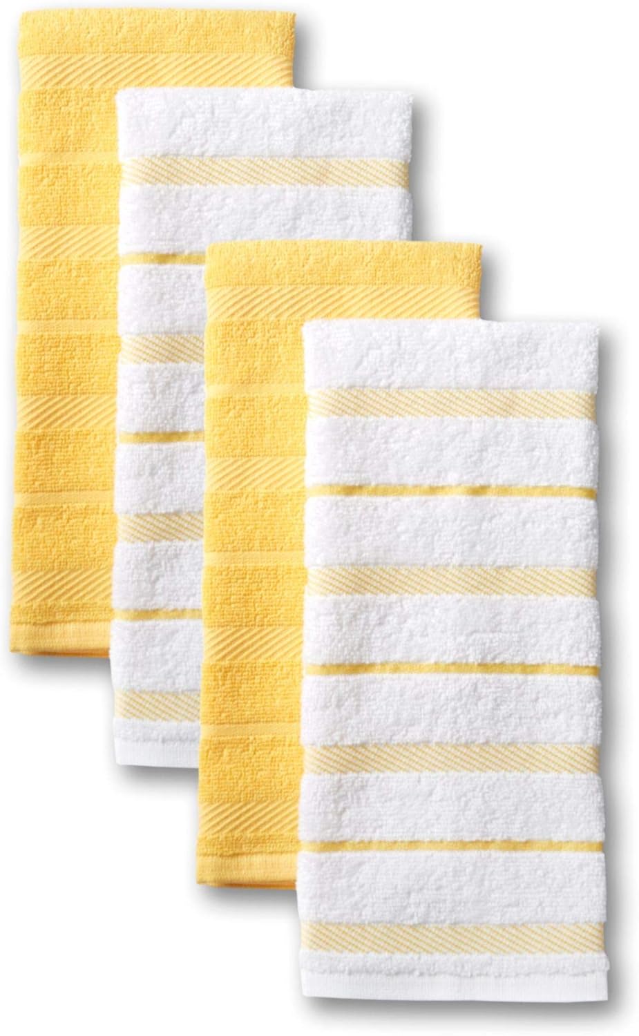 KitchenAid Albany Kitchen Towel 4-Pack Set, Milkshake Tan/White, 16"x26"
