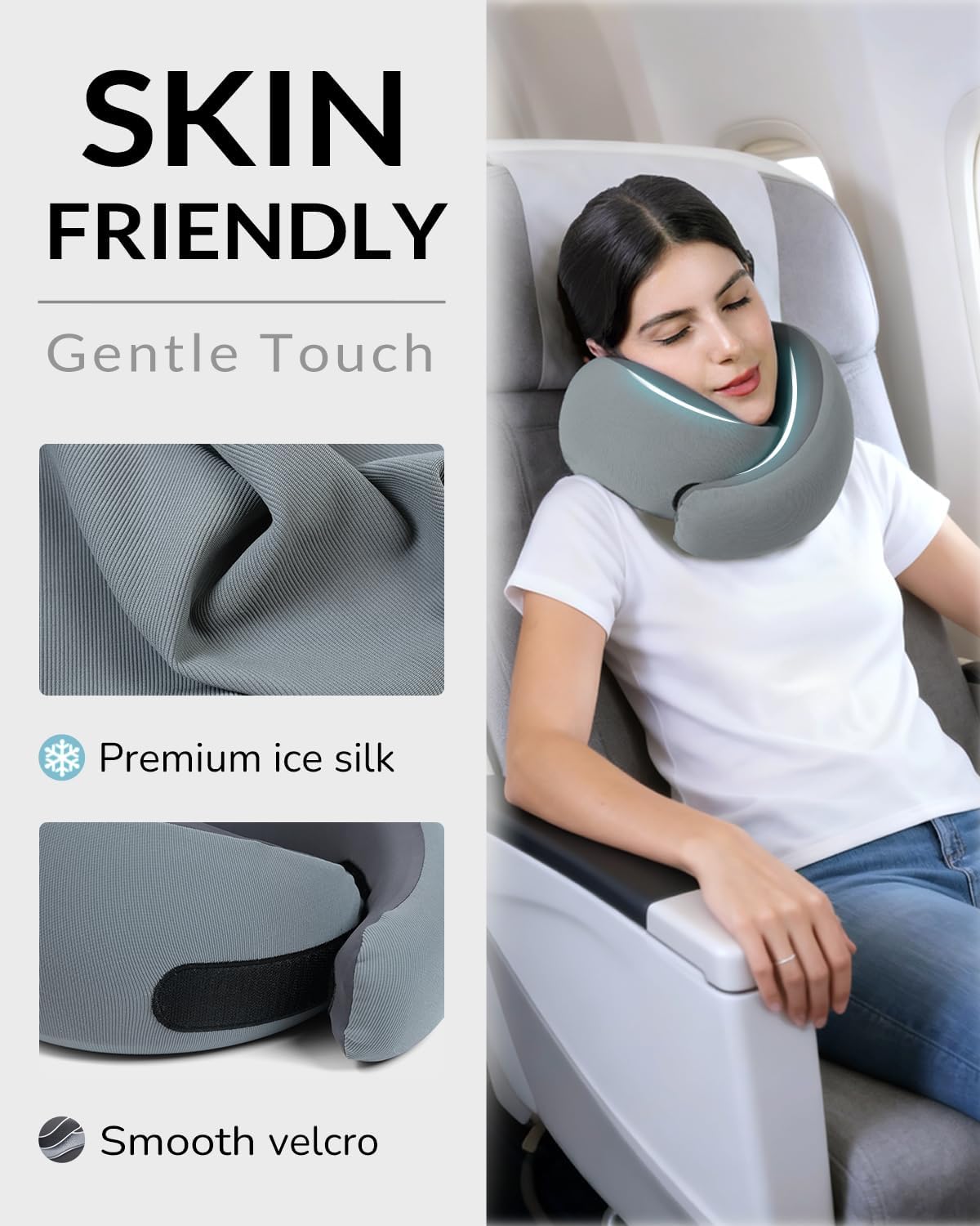 Neck Travel Pillow - Memory Foam Travel Pillow for Airplane, Washable Comfortable Breathable Cover, 360 Degree Support Ergonomic Design Best for Travel, Flight, Train, Car, Sleeping