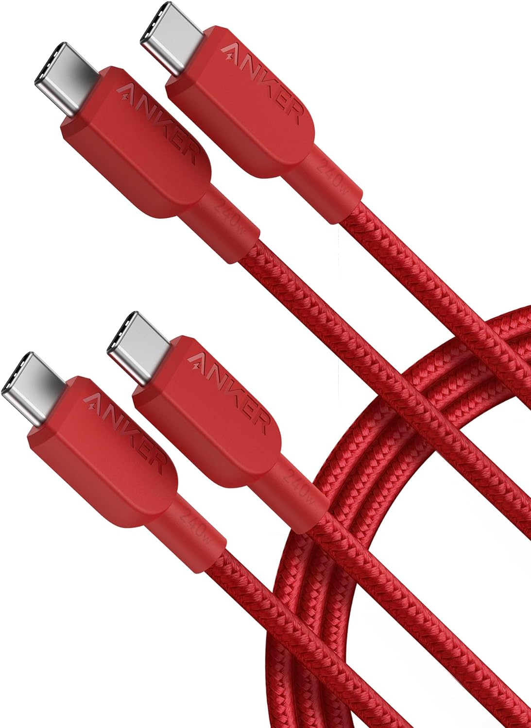Anker USB C to USB C Cable(2pack, 6FT),240W USB C Charger Cord Fast Charge for iPhone 16/15 Series,MacBook Pro 2020,iPad Air 4 and More (USB 2.0,Black)