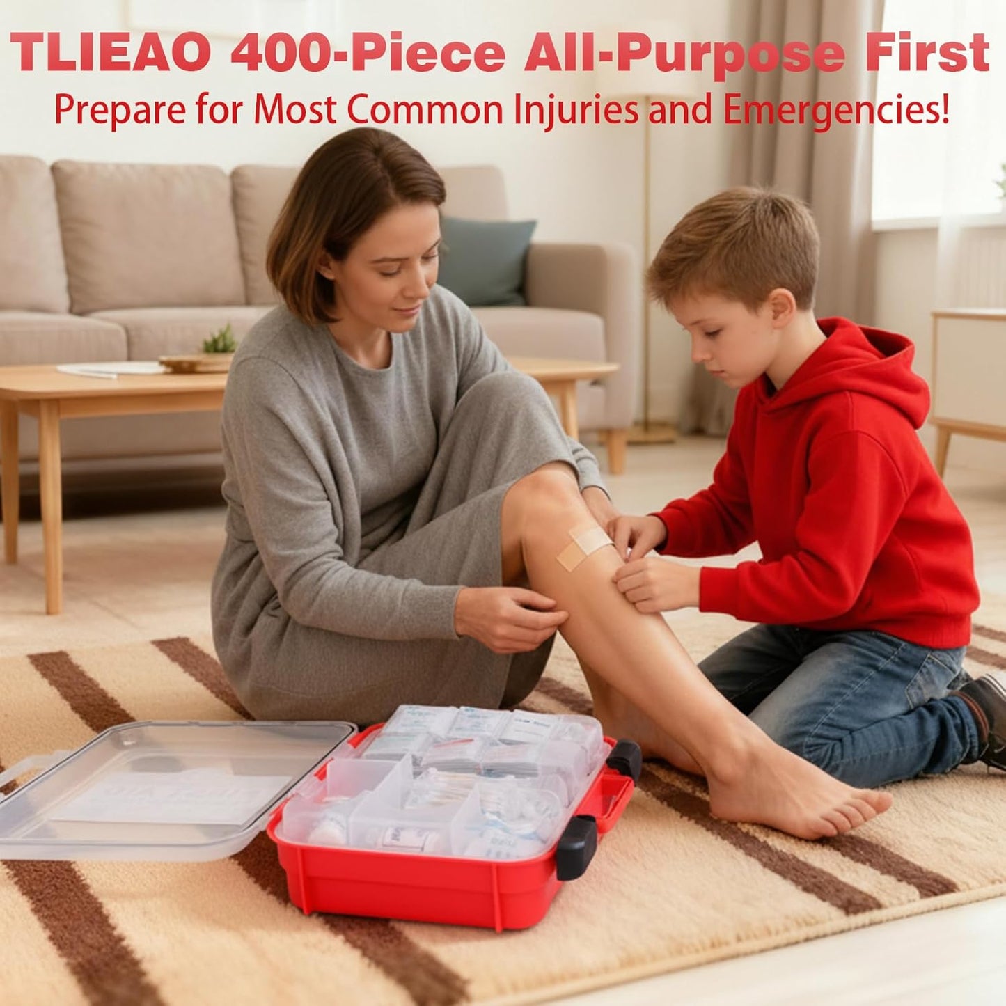 400 Pieces All-Purpose First Aid Kit - Organized Dual-Layer Wall - Professional Medical Kit for Home, Car, Camping, Travel, Office, Outdoor, Business & Sports