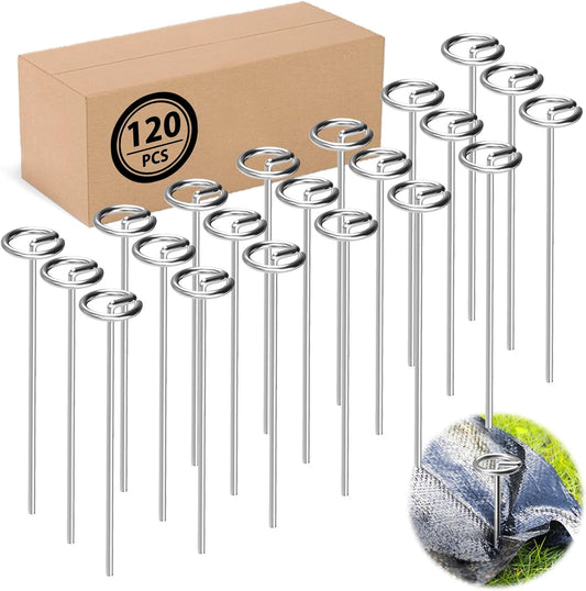 120 PCS Landscape Fabric Stakes, 6 Inch Circle Top Landscape Pins