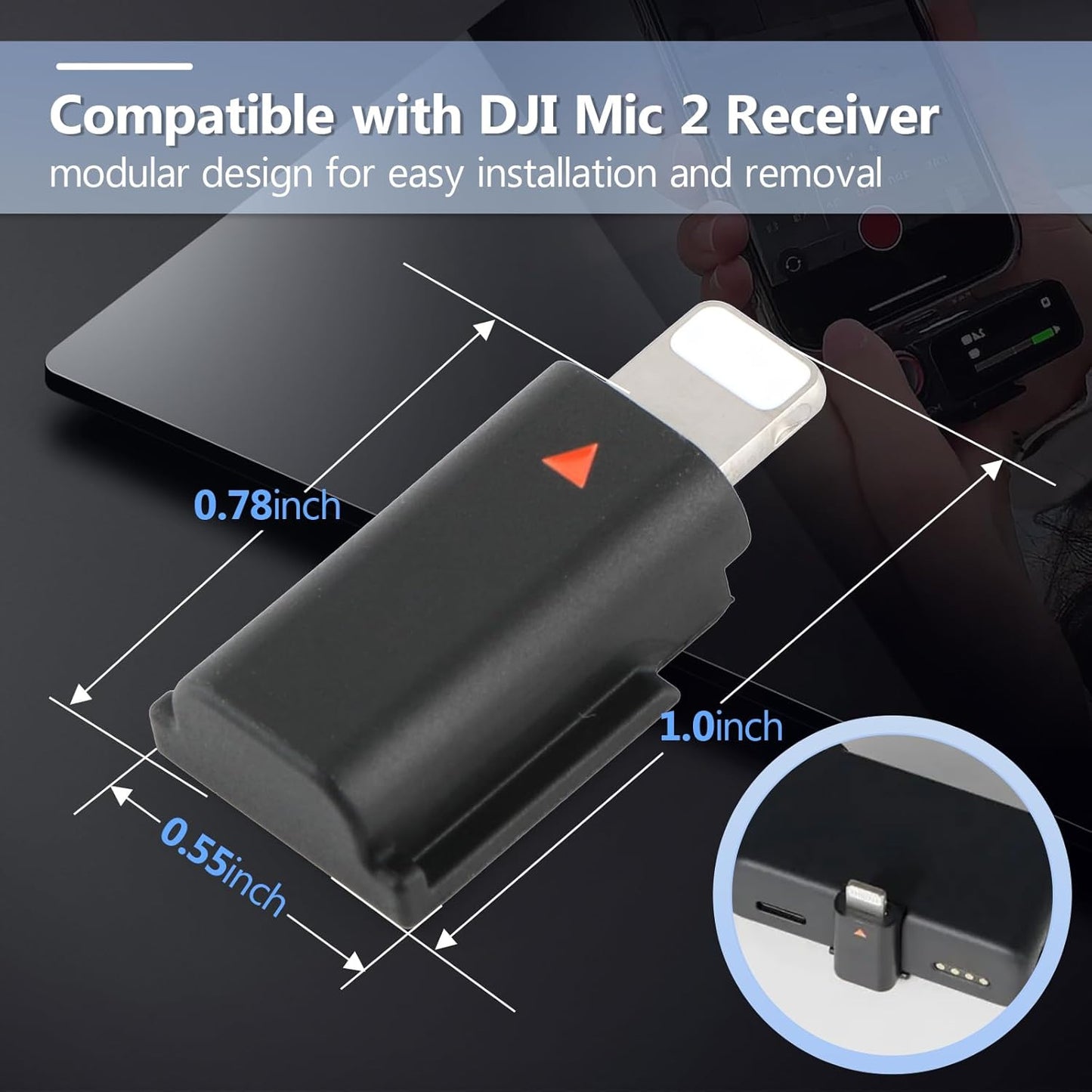for DJI MIC 2 Lightning Adapter Phone Wireless Microphone Receiver for DJI Mic 2 Adapter Phone PC Tablet Accessories (NOT Applicable to MINI