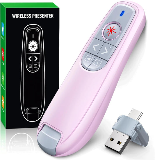 Presentation Clicker Wireless Presenter Remote Clicker, USB C PowerPoint Clicker for Presentation with Clicker, RF 2.4GHz Computer Presenter Clicker Slide Advancer for Mac